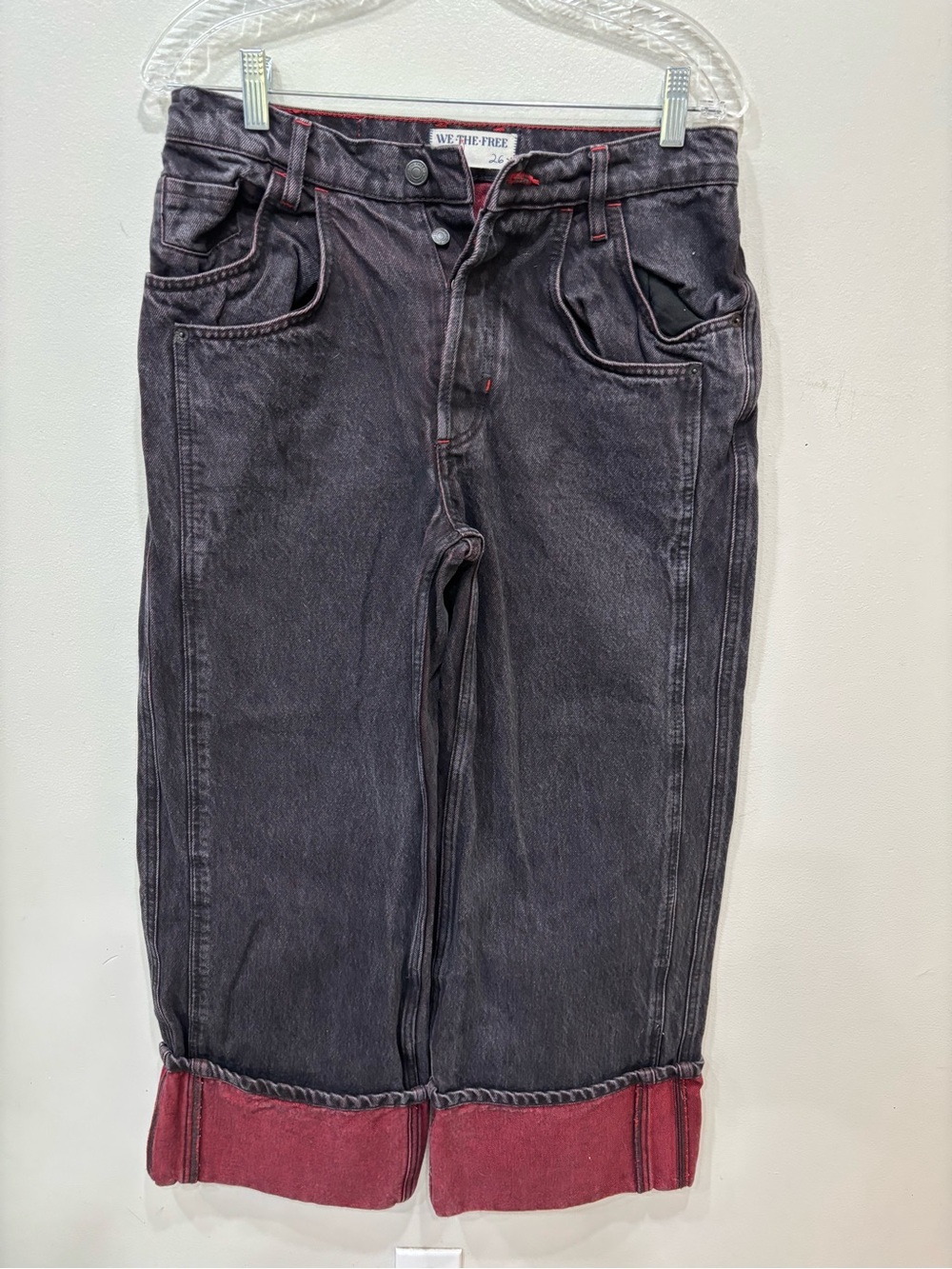 We The Free People Final Countdown Low Rise Cuffed Boyfriend Jeans Women’s 26